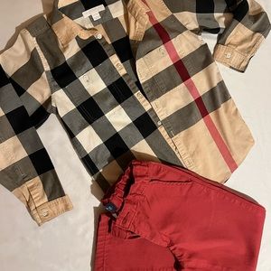 Authentic Burberry button down multi colored shirt. Boys 8T gently used.